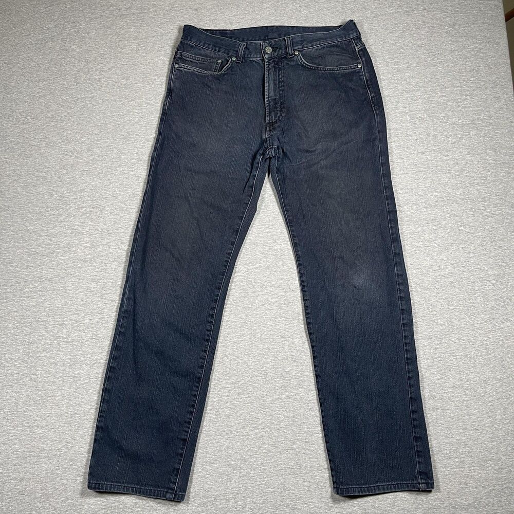 Zegna Sport Jeans Mens 34 (31x29) Blue Dark Wash Straight Denim Project Logo